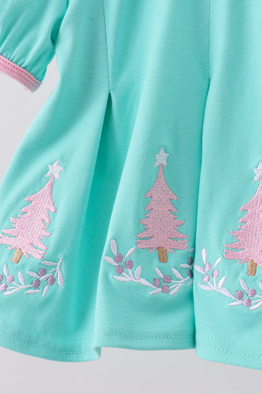 Green christmas tree embroidery bloomer set