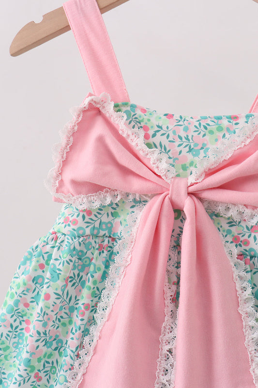 Pink Bow Floral Dress