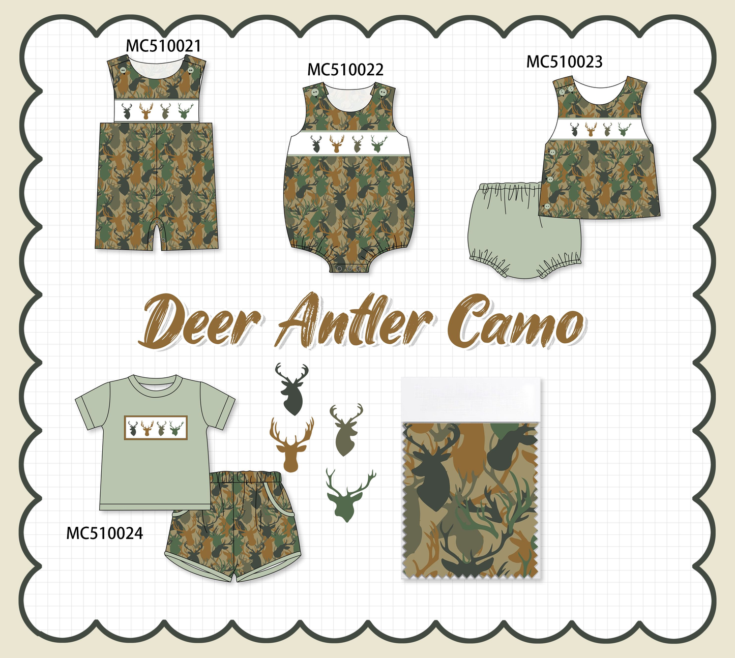 PO69 Camouflage deer antler embroidery collection- closing 10/27 - eta early march