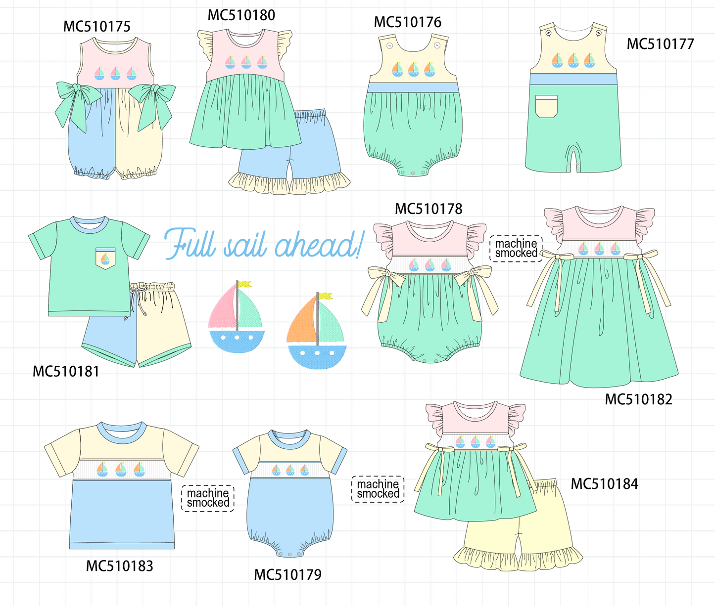 PO69 Colors blocks sailboat embroidery collection- closing 10/27 - eta early march