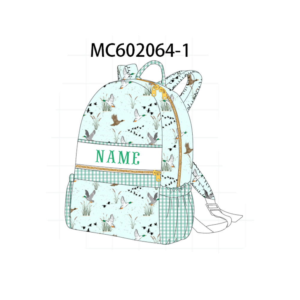 PO81 Green duck print monogram embroidery backpack - closing 2/16 - ETA July