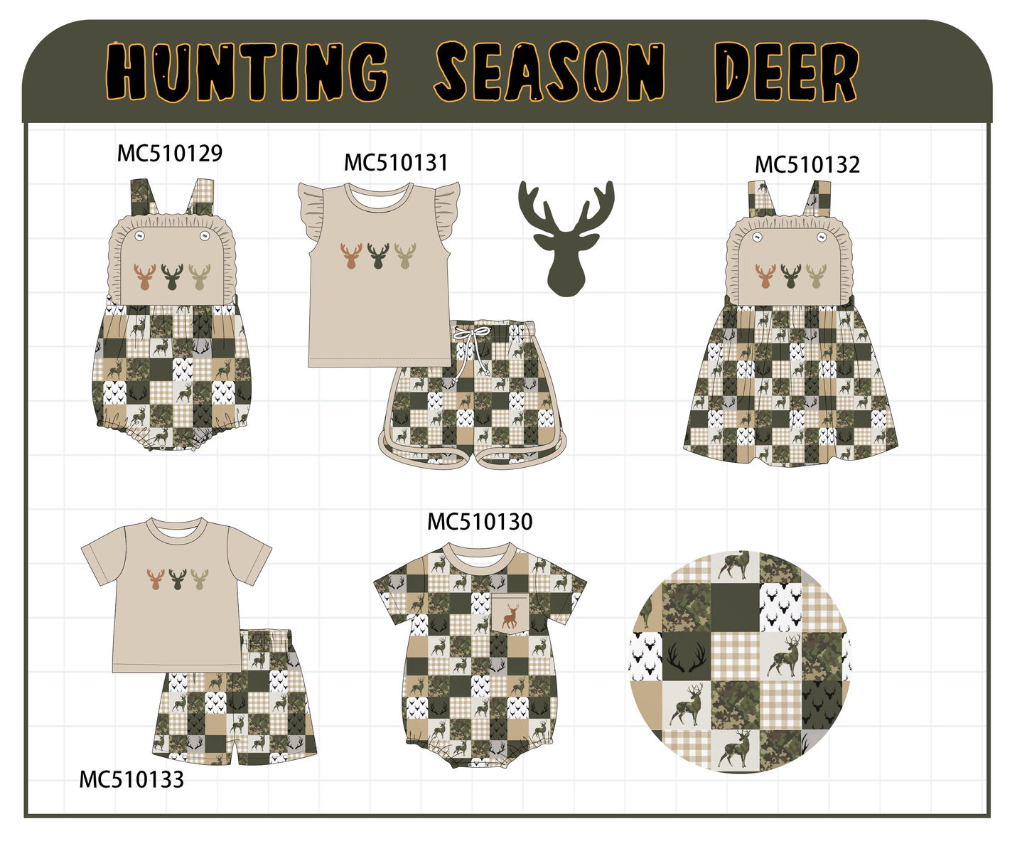 PO69 Green hunting deer embroidery collection- closing 10/27 - eta early march