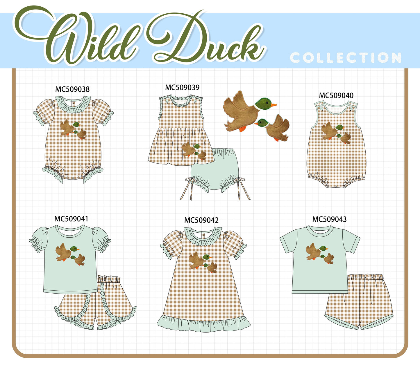 PO65 Green mallard applique gingham collection - closing 9/15- ETA late January