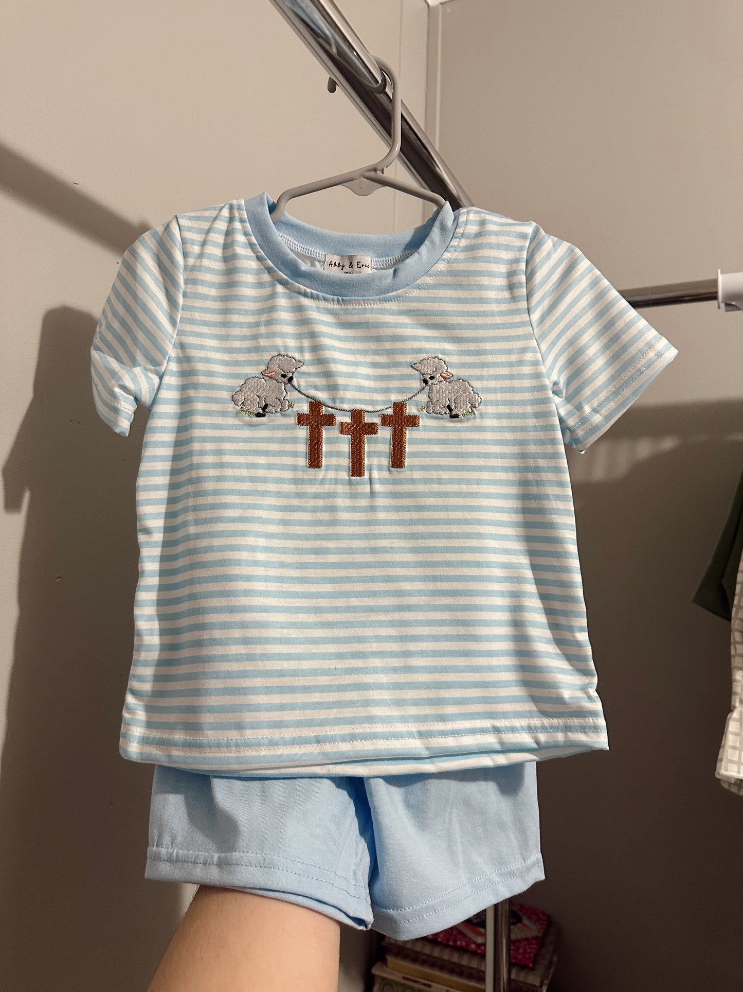 Boys 18M lamb cross Easter set