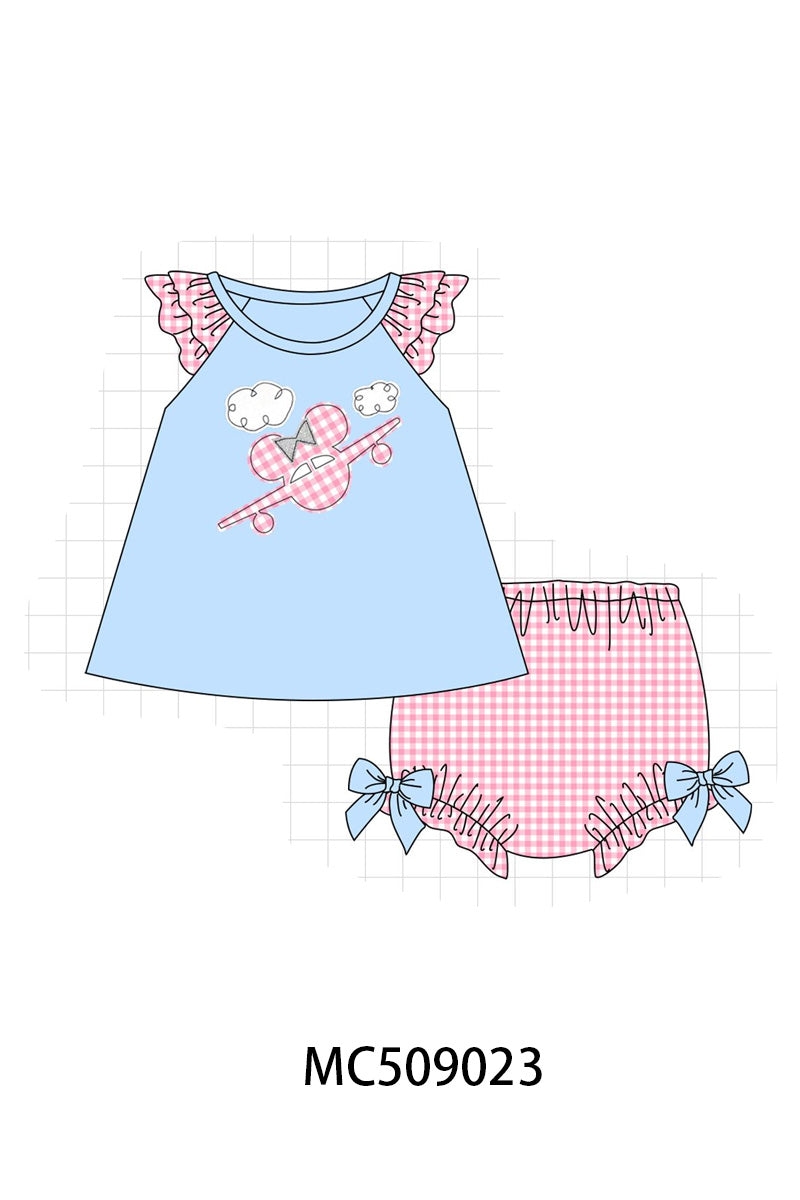 PO65 Blue character plane applique gingham collection - closing 9/15- ETA late January