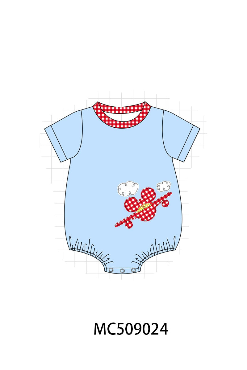 PO65 Blue character plane applique gingham collection - closing 9/15- ETA late January