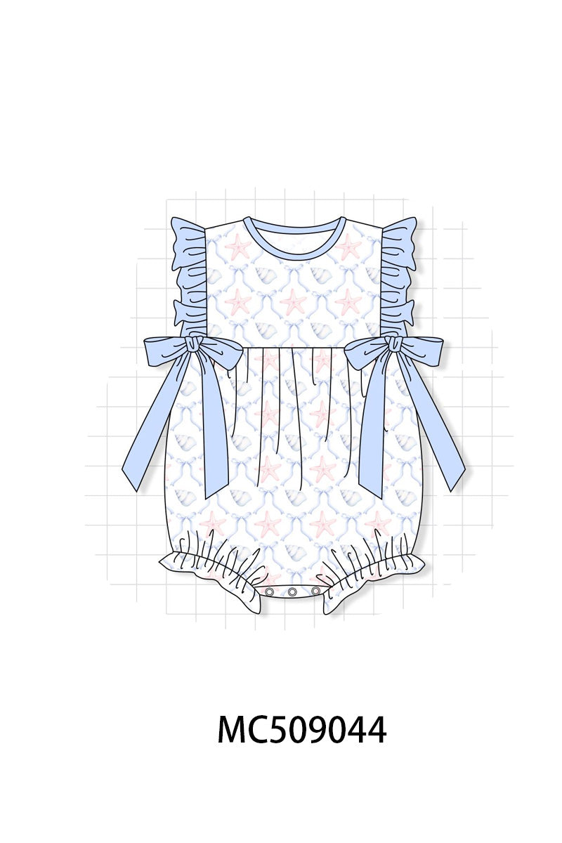 PO65 Blue starfish shell print ruffle collection - closing 9/15- ETA late January