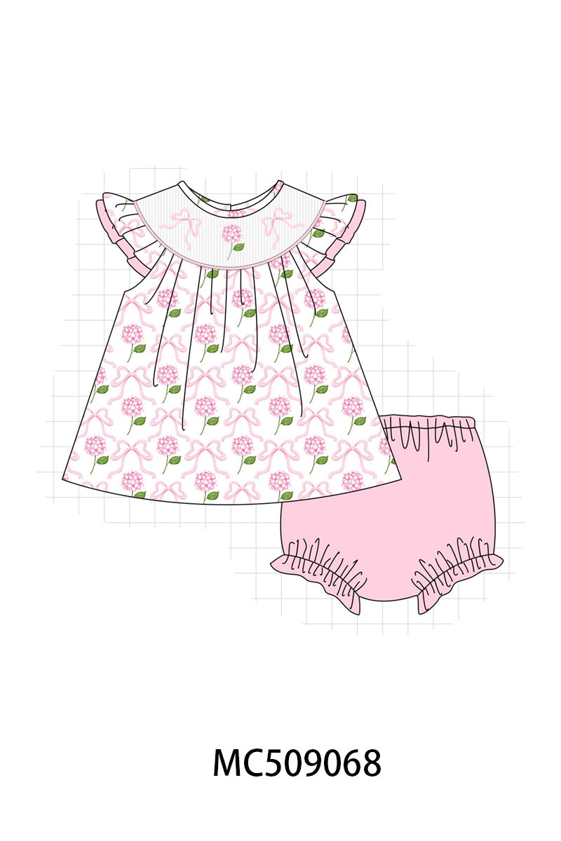 PO65 Pink bow hydrangea smocked collection - closing 9/15- ETA late January