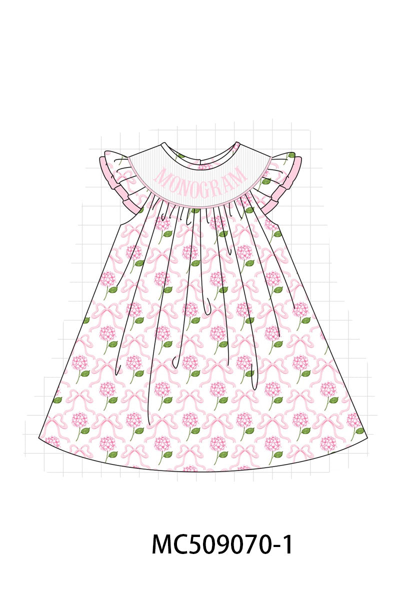 PO65 Pink bow hydrangea monogram smocked collection - closing 9/15- ETA late January
