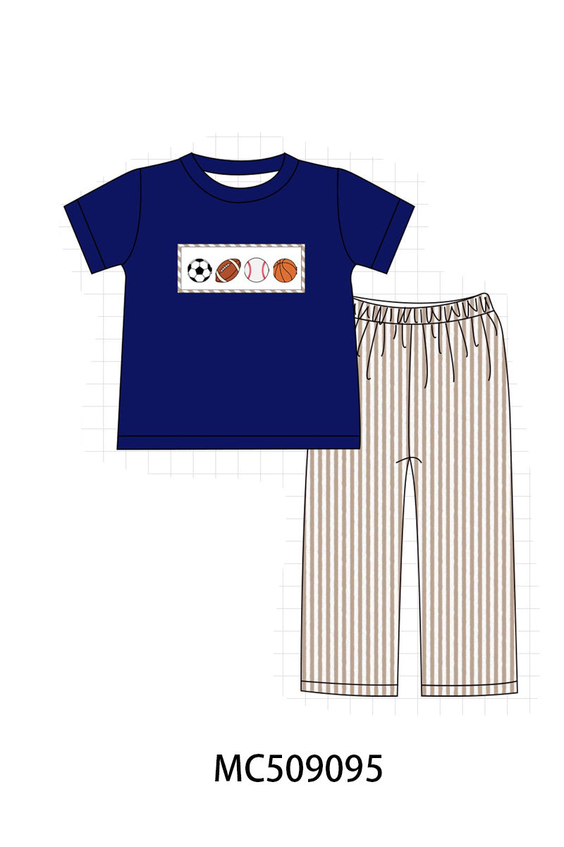 PO65 Navy stripe sports ball embroidery collection - closing 9/15- ETA late January