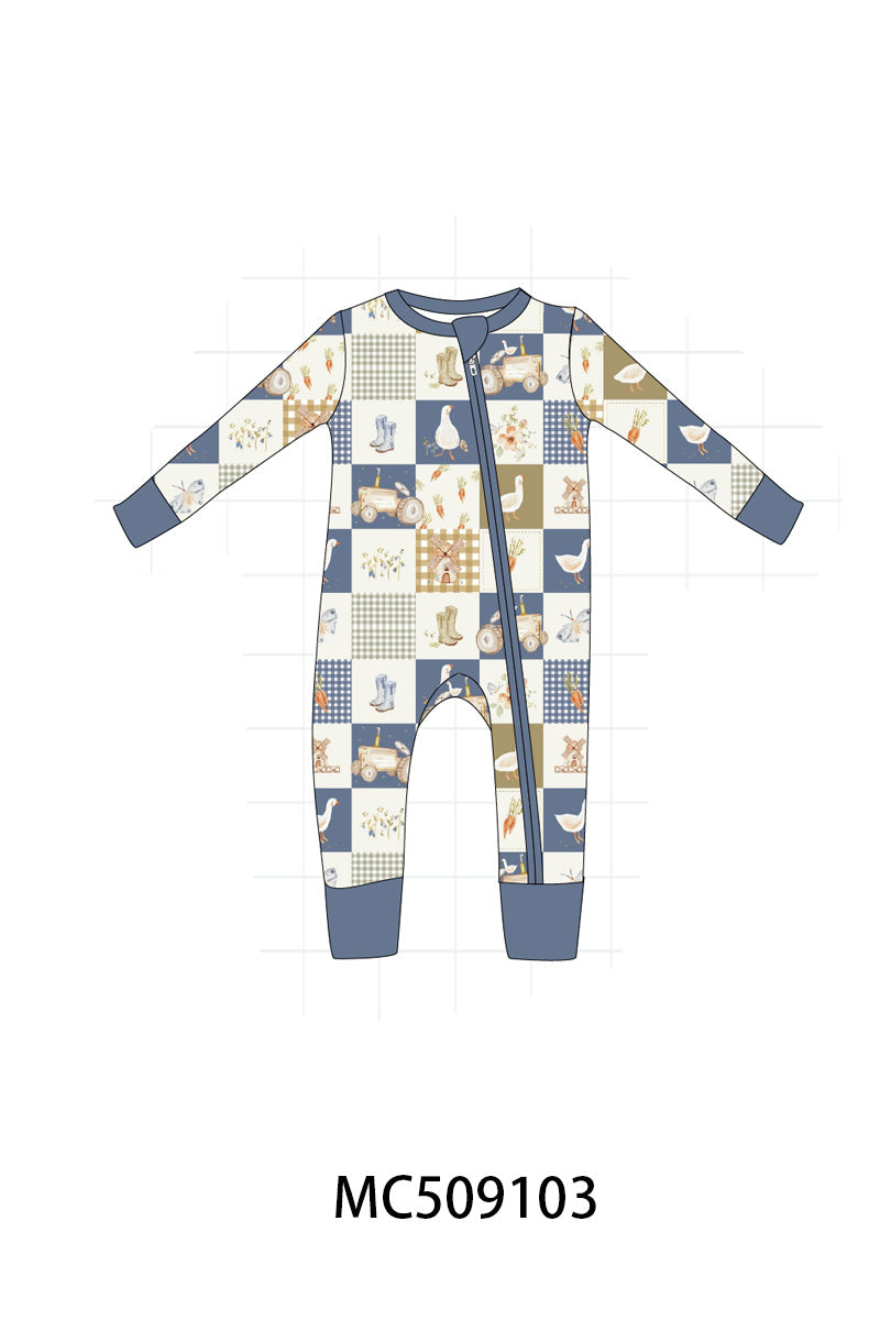 PO65 Navy farm checkered bamboo collection - closing 9/15- ETA late January