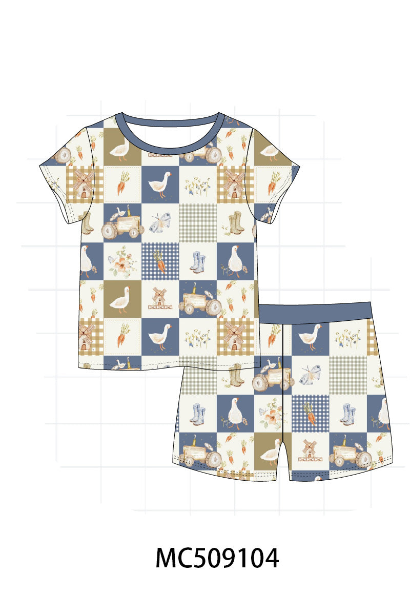 PO65 Navy farm checkered bamboo collection - closing 9/15- ETA late January