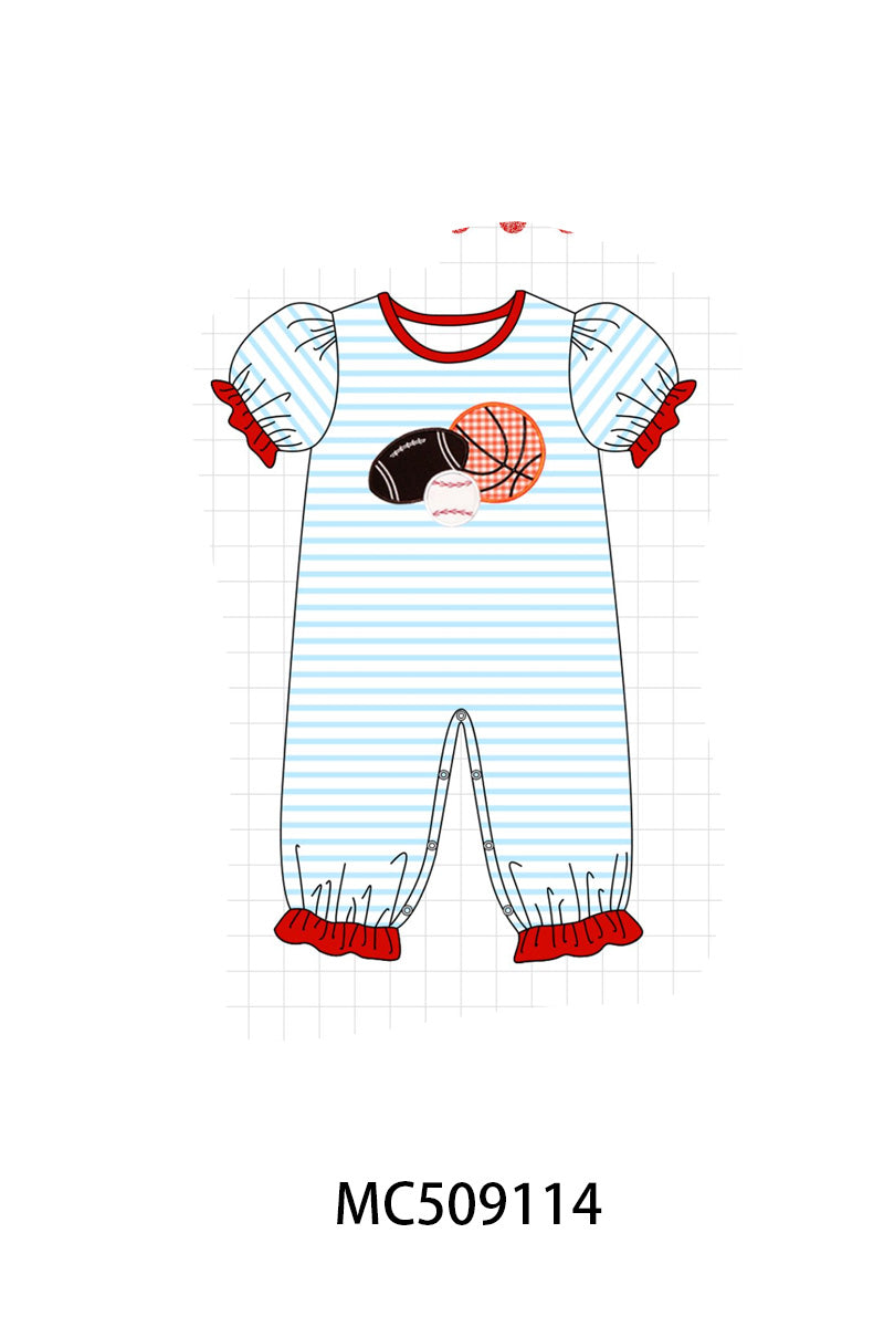PO65 Red stripe sports ball applique collection - closing 9/15- ETA late January