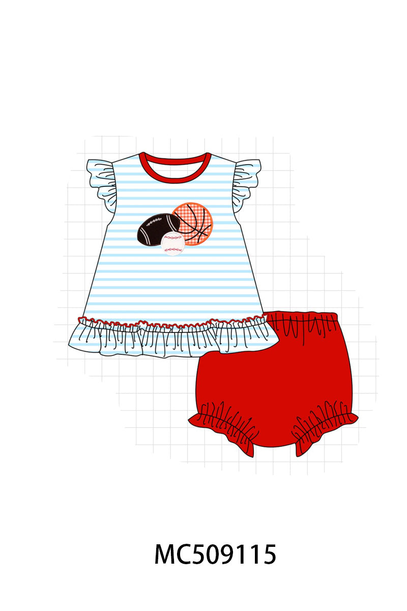 PO65 Red stripe sports ball applique collection - closing 9/15- ETA late January