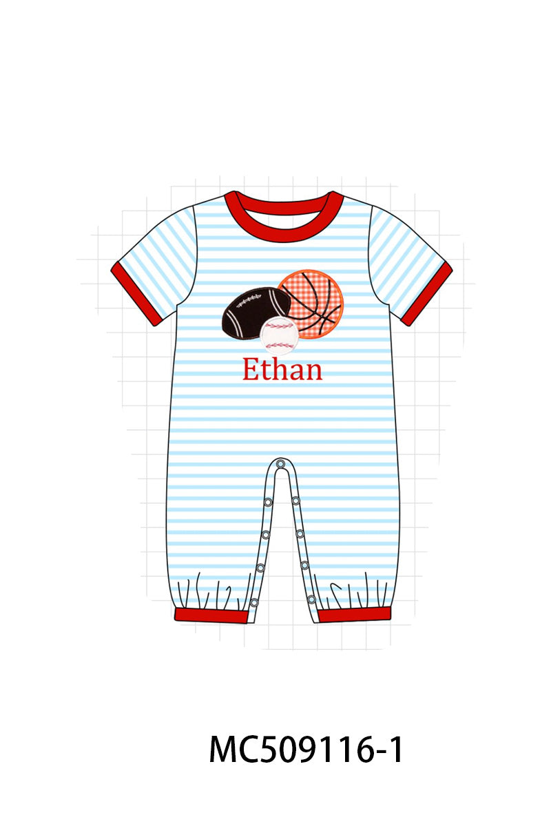 PO65 Red stripe sports ball monogram embroidery collection - closing 9/15- ETA late January