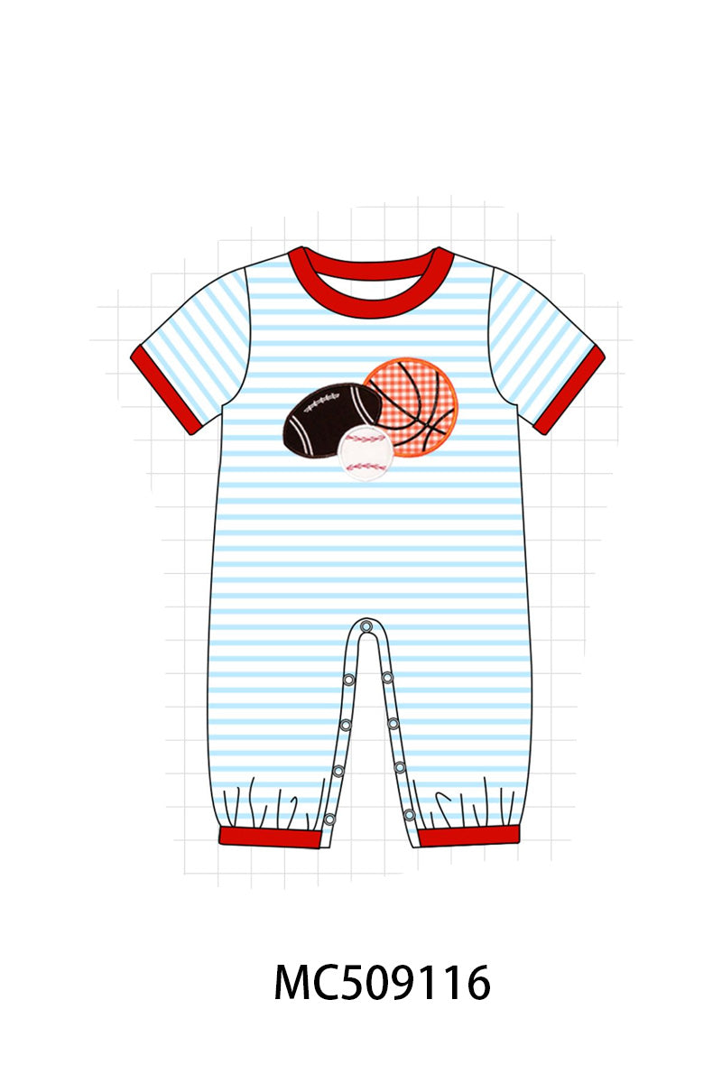 PO65 Red stripe sports ball applique collection - closing 9/15- ETA late January