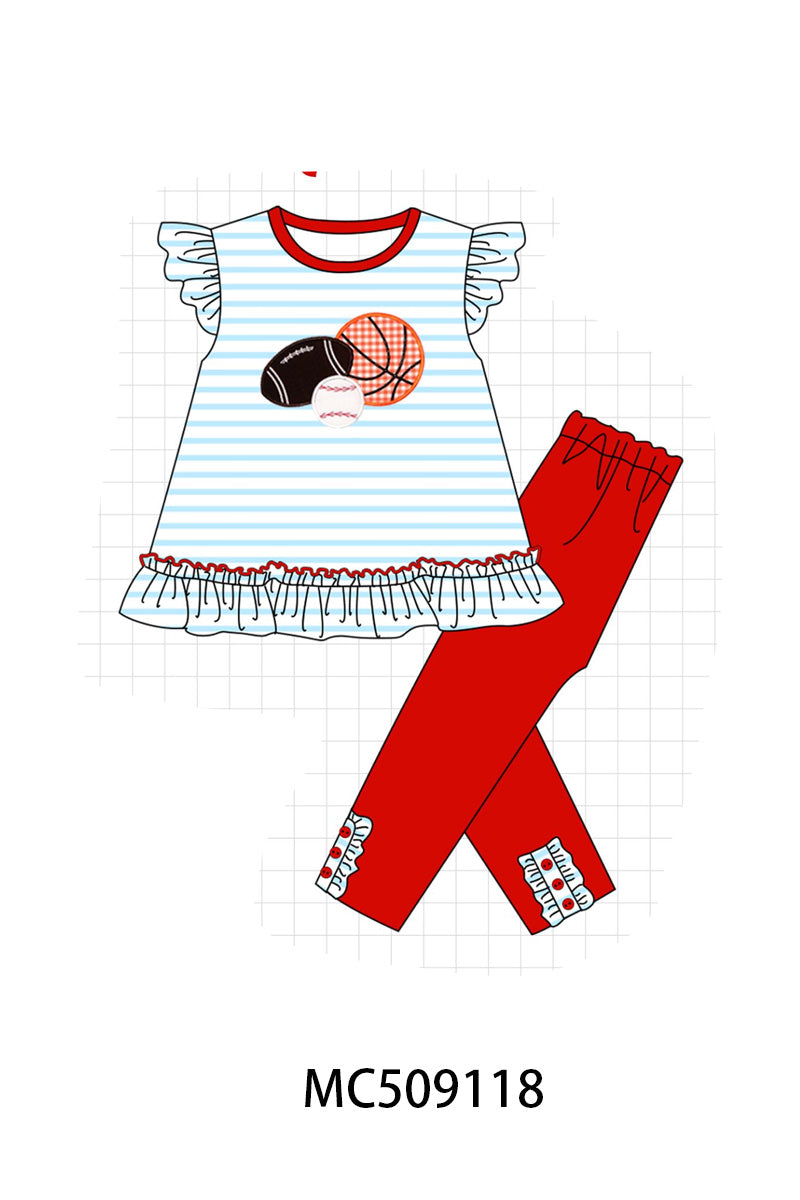 PO65 Red stripe sports ball applique collection - closing 9/15- ETA late January