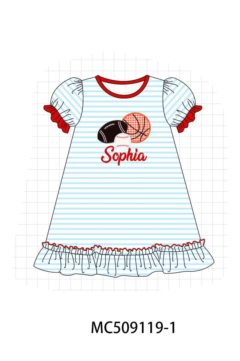 PO65 Red stripe sports ball monogram embroidery collection - closing 9/15- ETA late January