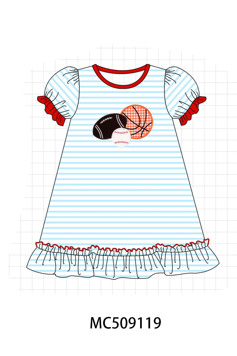 PO65 Red stripe sports ball applique collection - closing 9/15- ETA late January