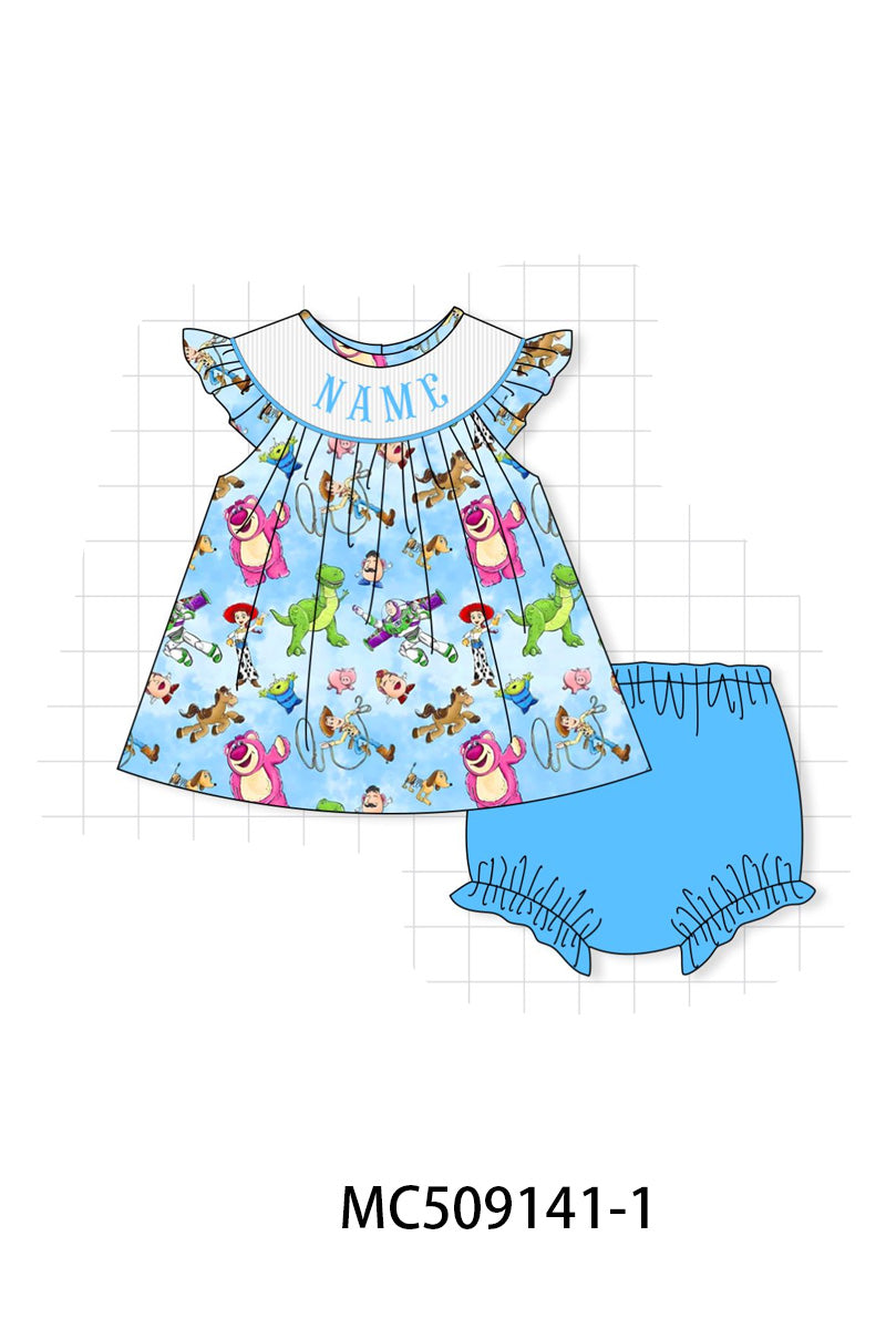 PO65 Blue character monogram smocked collection - closing 9/15- ETA late January