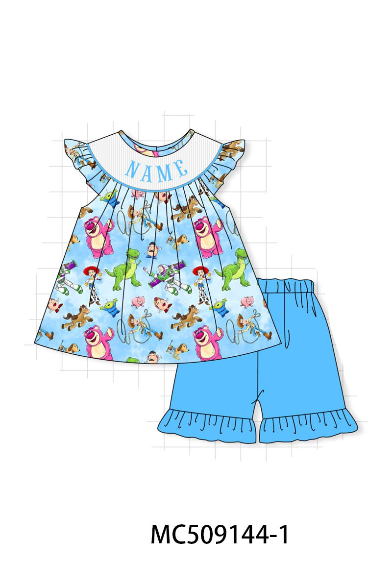 PO65 Blue character monogram smocked collection - closing 9/15- ETA late January