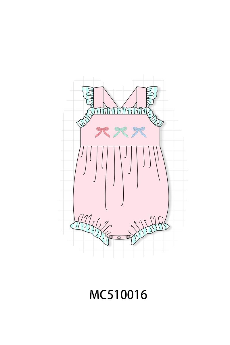 PO69 Pink bow embroidery ruffle collection- closing 10/27 - eta early march
