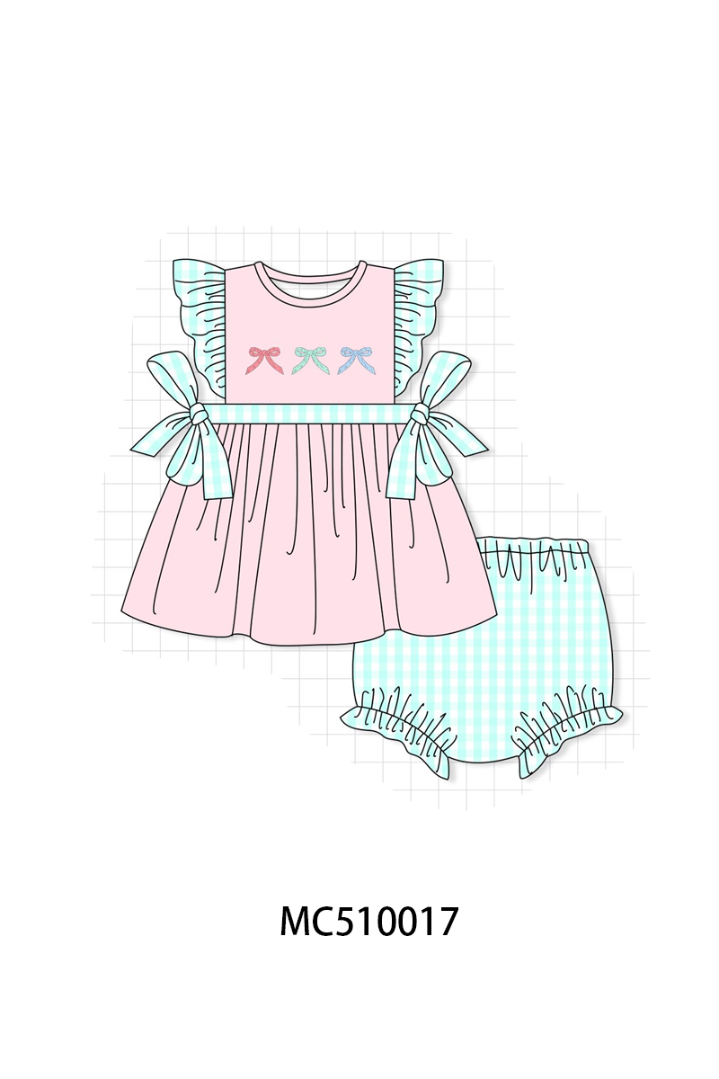 PO69 Pink bow embroidery ruffle collection- closing 10/27 - eta early march