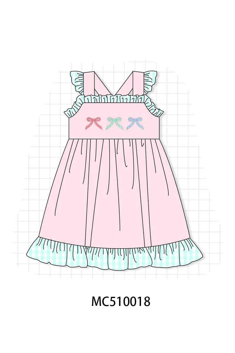 PO69 Pink bow embroidery ruffle collection- closing 10/27 - eta early march