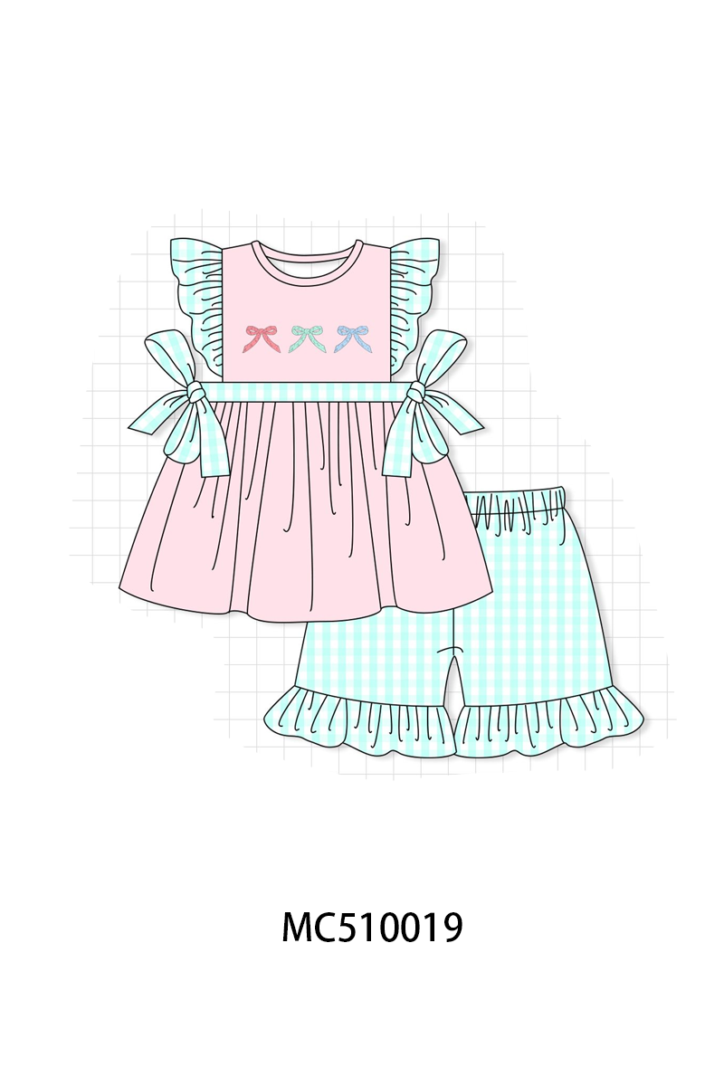 PO69 Pink bow embroidery ruffle collection- closing 10/27 - eta early march
