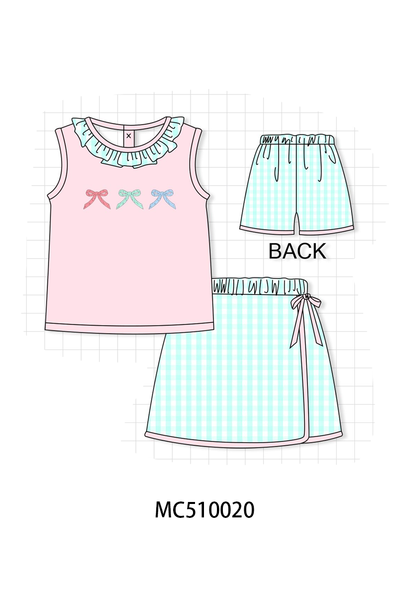 PO69 Pink bow embroidery ruffle collection- closing 10/27 - eta early march