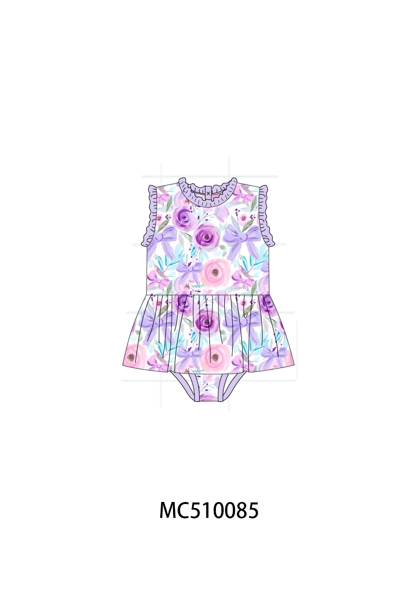 PO69 Purple floral print ruffle collection- closing 10/27 - eta early march
