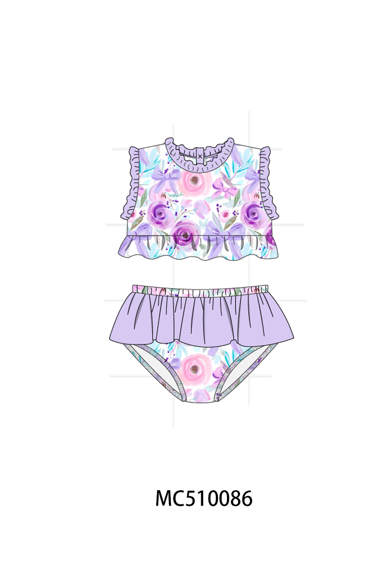 PO69 Purple floral print ruffle collection- closing 10/27 - eta early march