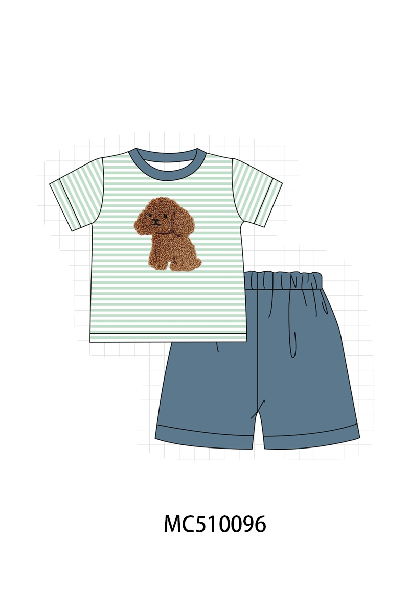 PO69 Green stripe puppy french knot collection- closing 10/27 - eta early march