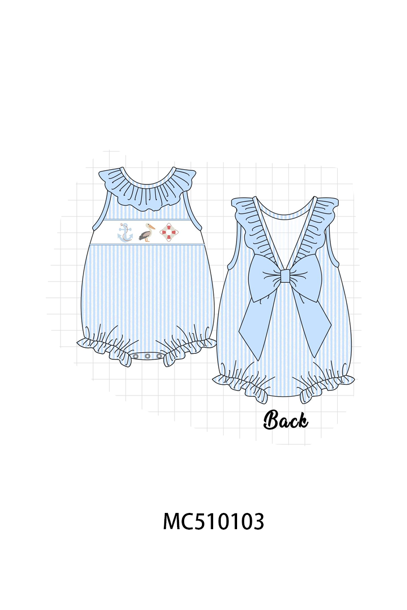 PO69 Blue nautical trio embroidery stripe collection- closing 10/27 - eta early march