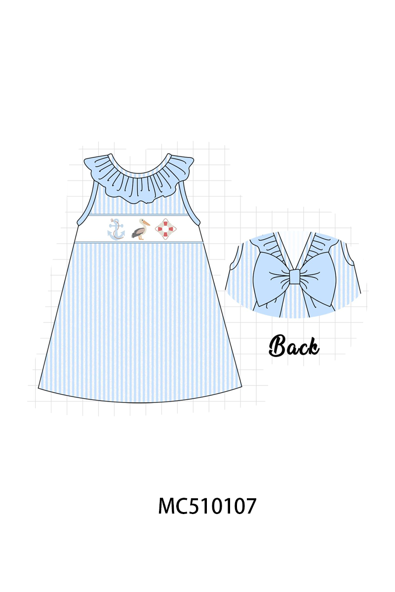 PO69 Blue nautical trio embroidery stripe collection- closing 10/27 - eta early march