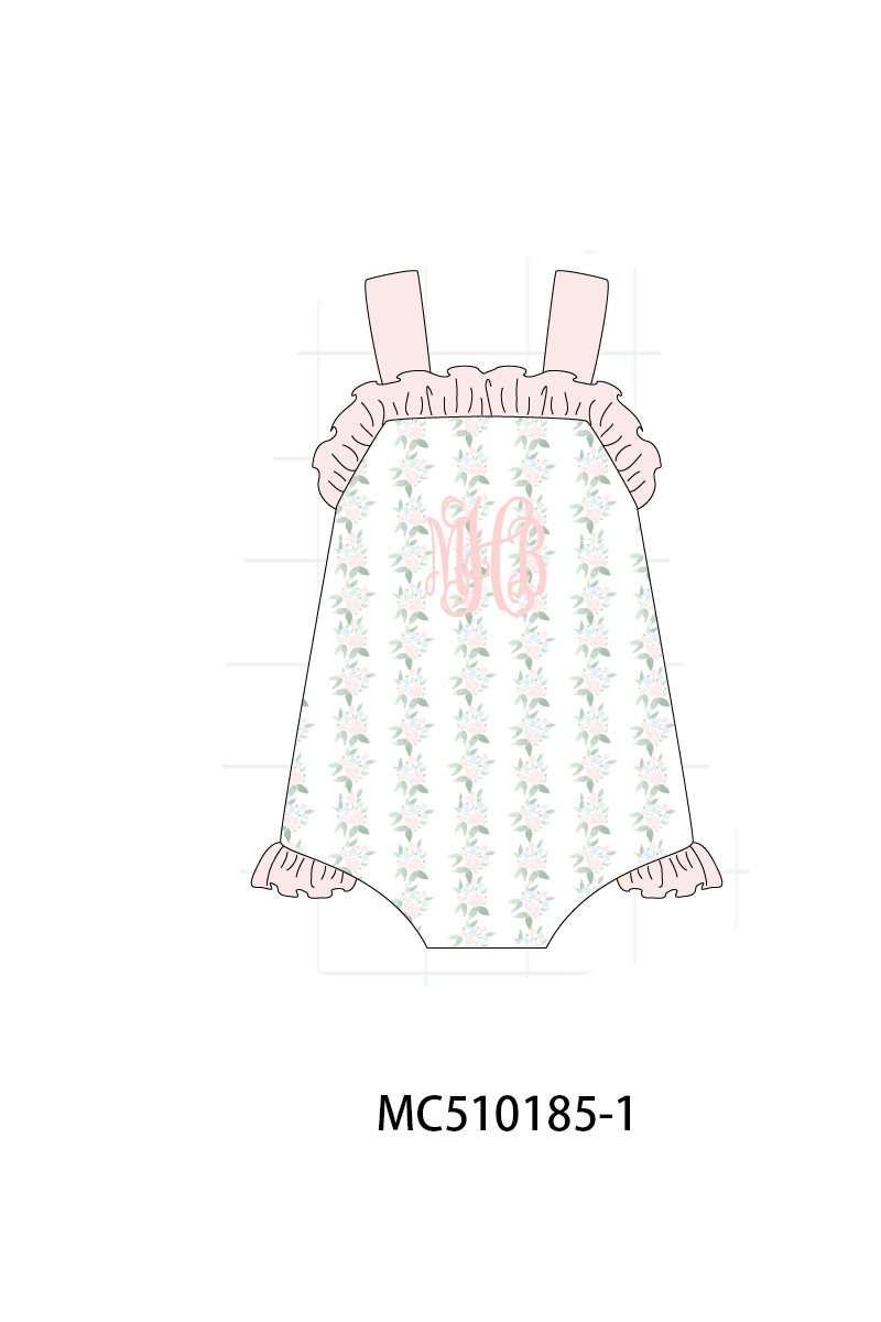 PO69 Pink monogram embroidery floral ruffle collection- closing 10/27 - eta early march