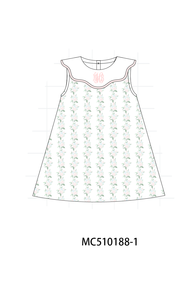 PO69 Pink monogram embroidery floral ruffle collection- closing 10/27 - eta early march