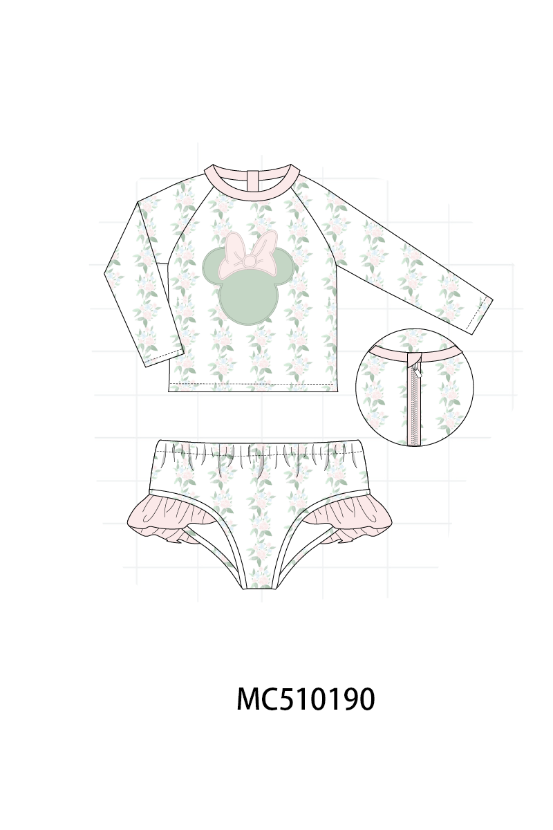 PO69 Pink character applique floral ruffle collection- closing 10/27 - eta early march