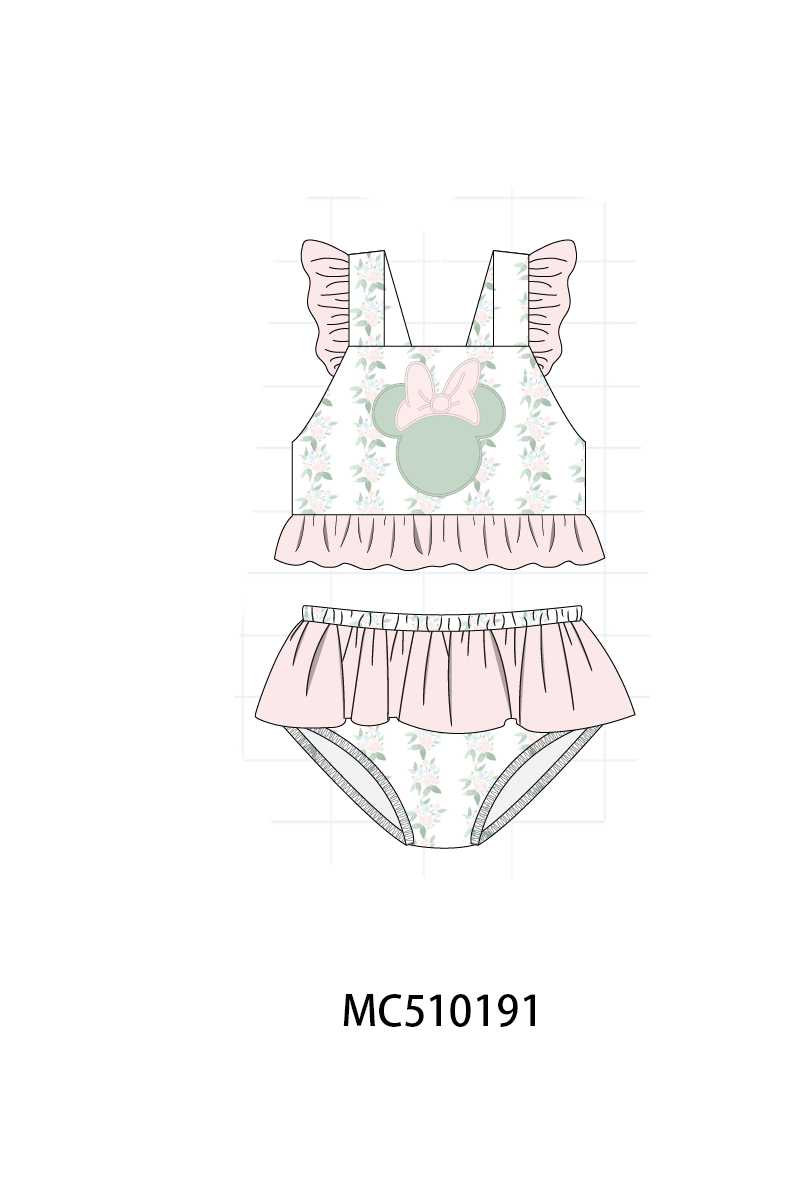 PO69 Pink character applique floral ruffle collection- closing 10/27 - eta early march