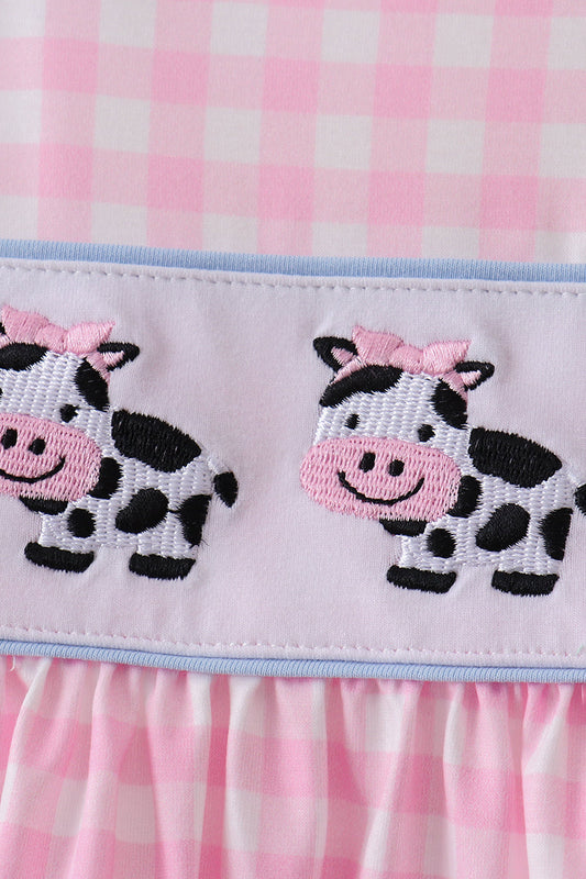 Pink Cow Embroidered Set