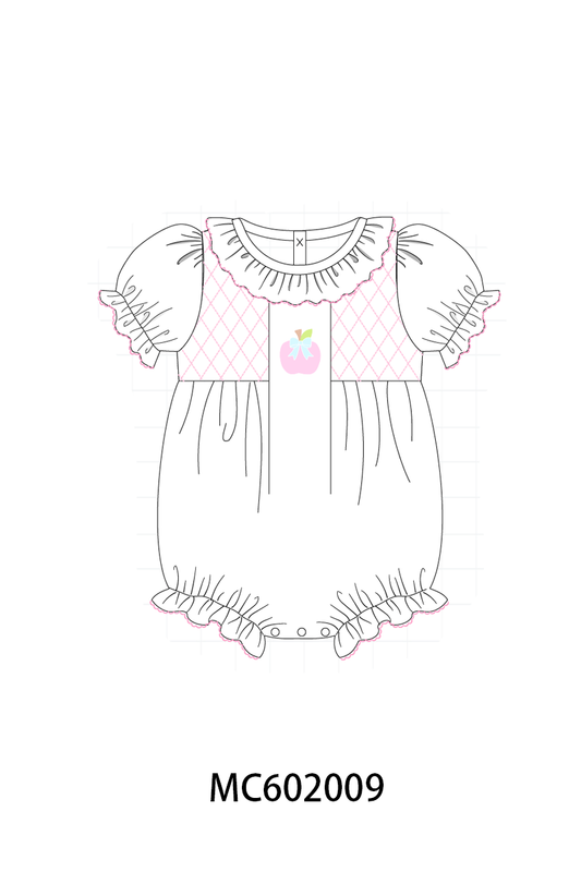 Pink back to school apple smocked ruffle collection - closing 2/16 - ETA July