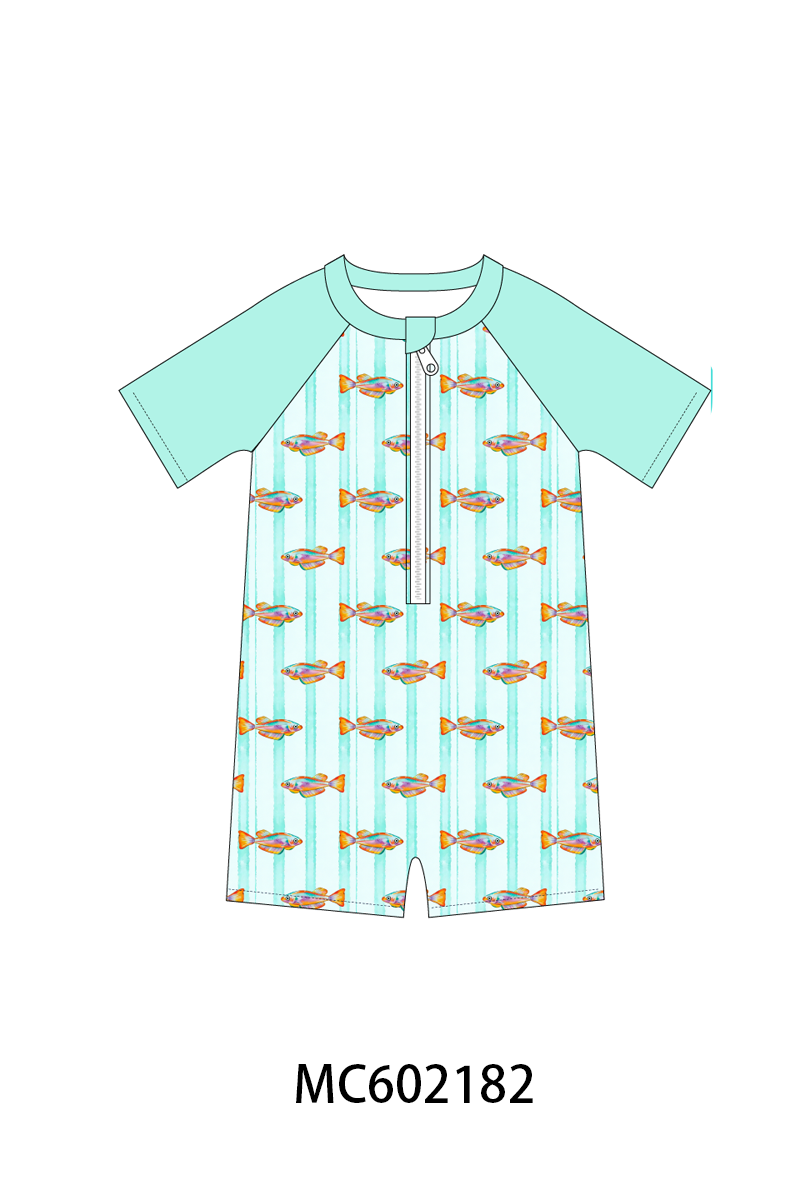 PO81 Mint neon tetra fish embroidery stripe ruffle collection - closing 2/16 - ETA July