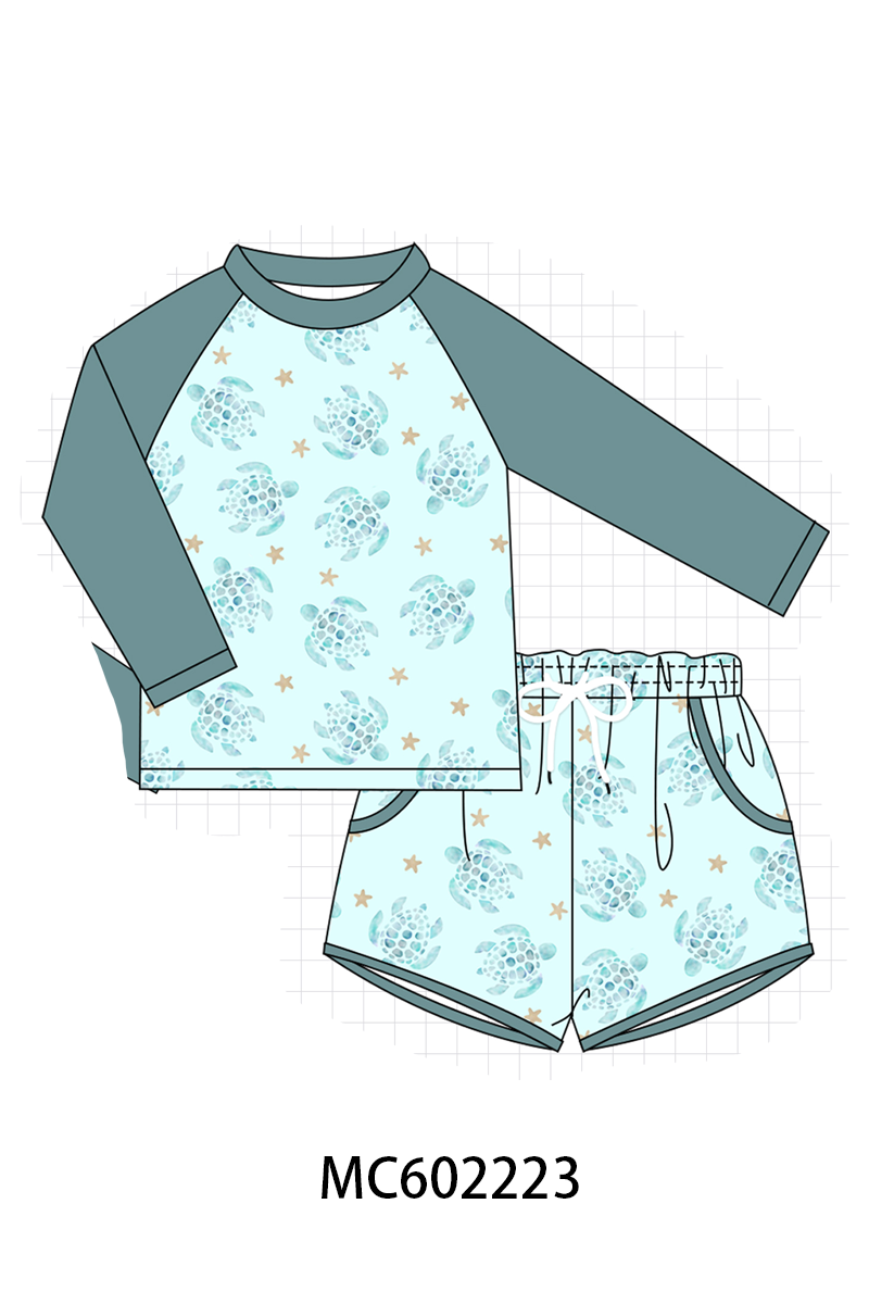 PO81 Teal turtle print swimsuit collection - closing 2/16 - ETA July