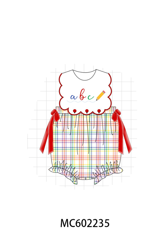 PO81 Red back to school pencil abc embroidery plaid collection - closing 2/16 - ETA July