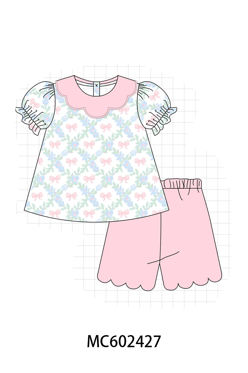 PO82 Pink bow floral print ruffle collection - closing 3/2 - ETA July