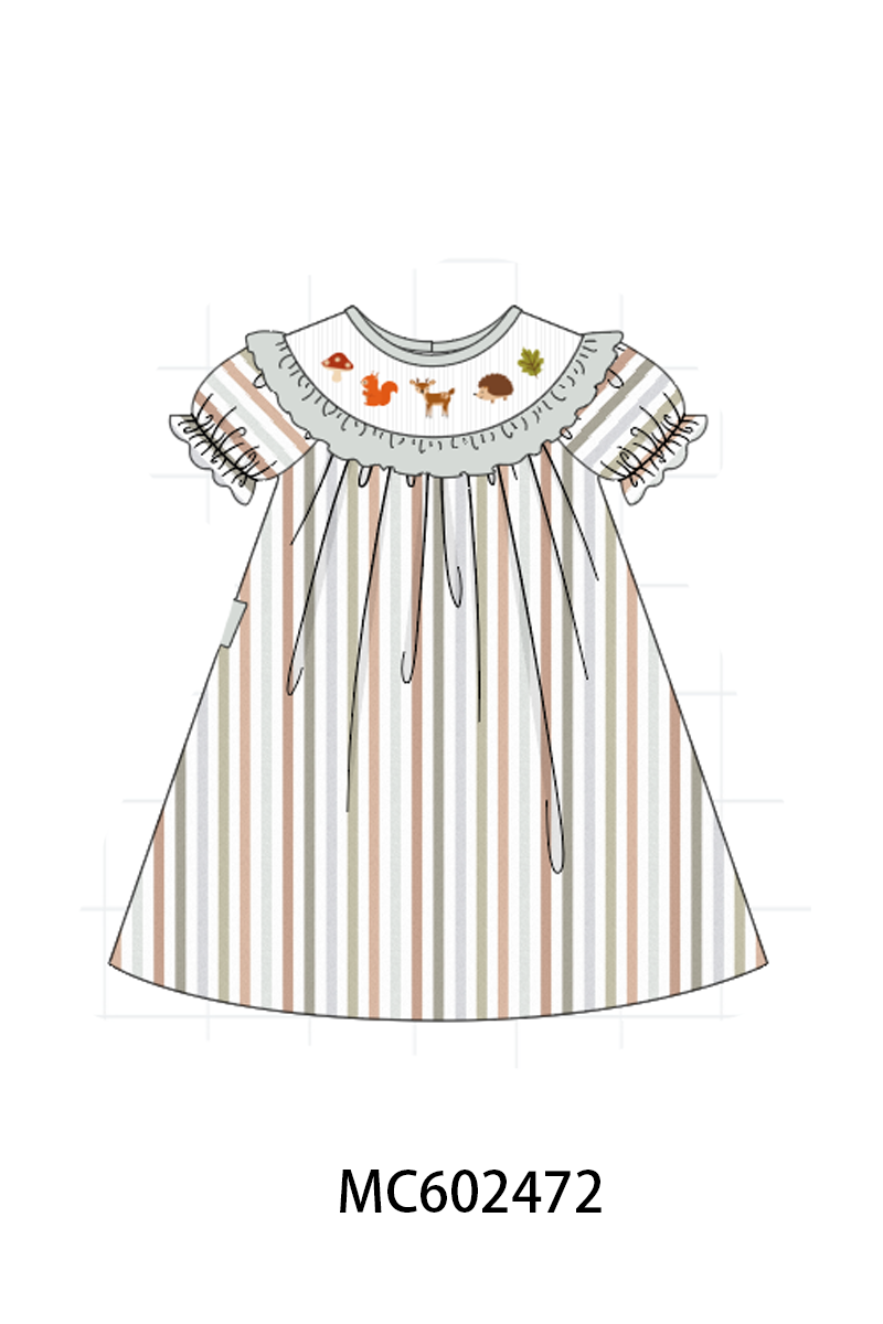 PO82 Grey keep wild animal embroidery stripe collection - closing 3/2 - ETA July