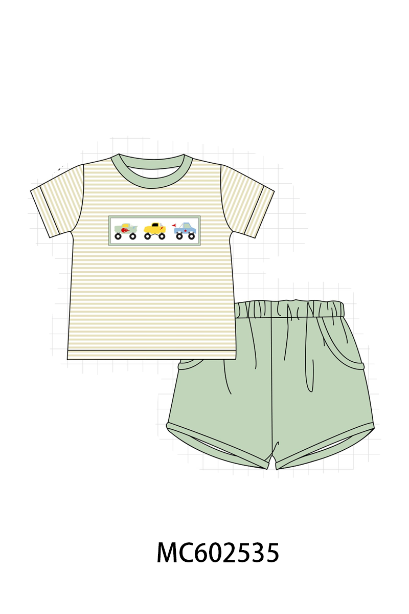 PO82 Green monster trucks embroidery stripe collection - closing 3/2 - ETA July