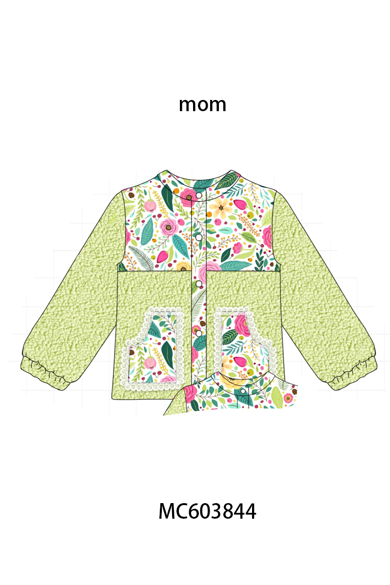 PO85 Multicolored floral print fleece mom&me coat collection - ETA late august - closing 3/30