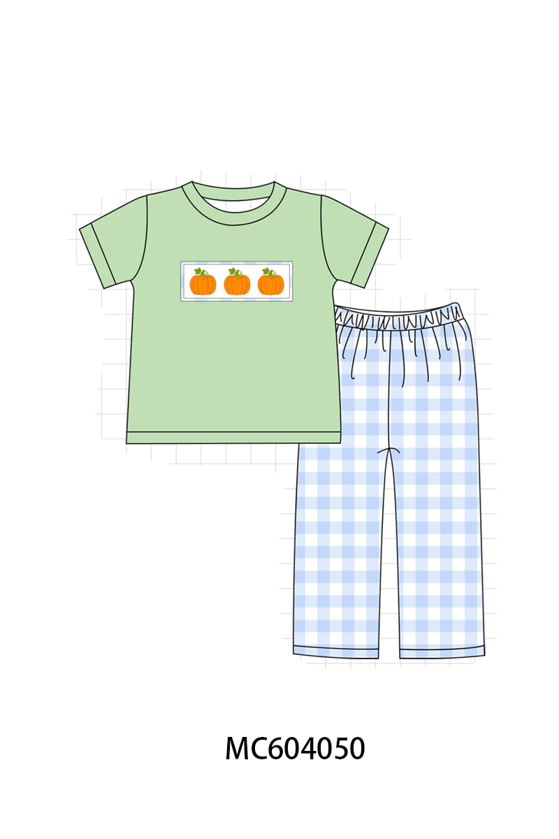 PO86 Blue pumpkin embroidery gingham collection - closing 4/13 - ETA early September