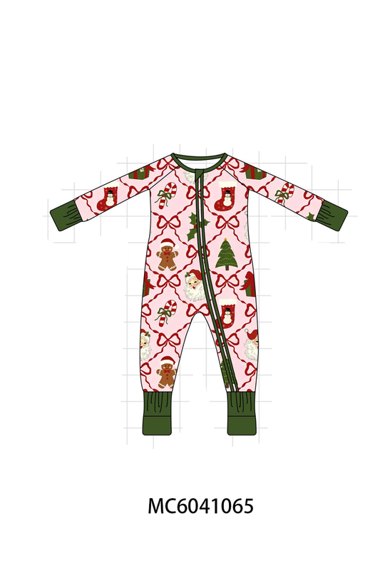 PO90 Pink christmas tree santa gingerbread bow bamboo collection - closing 5/11 - ETA early October